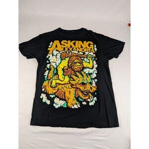 Men's Large L Asking Alexandra Concert T-Shirt Full Print Caveman Metal Rock